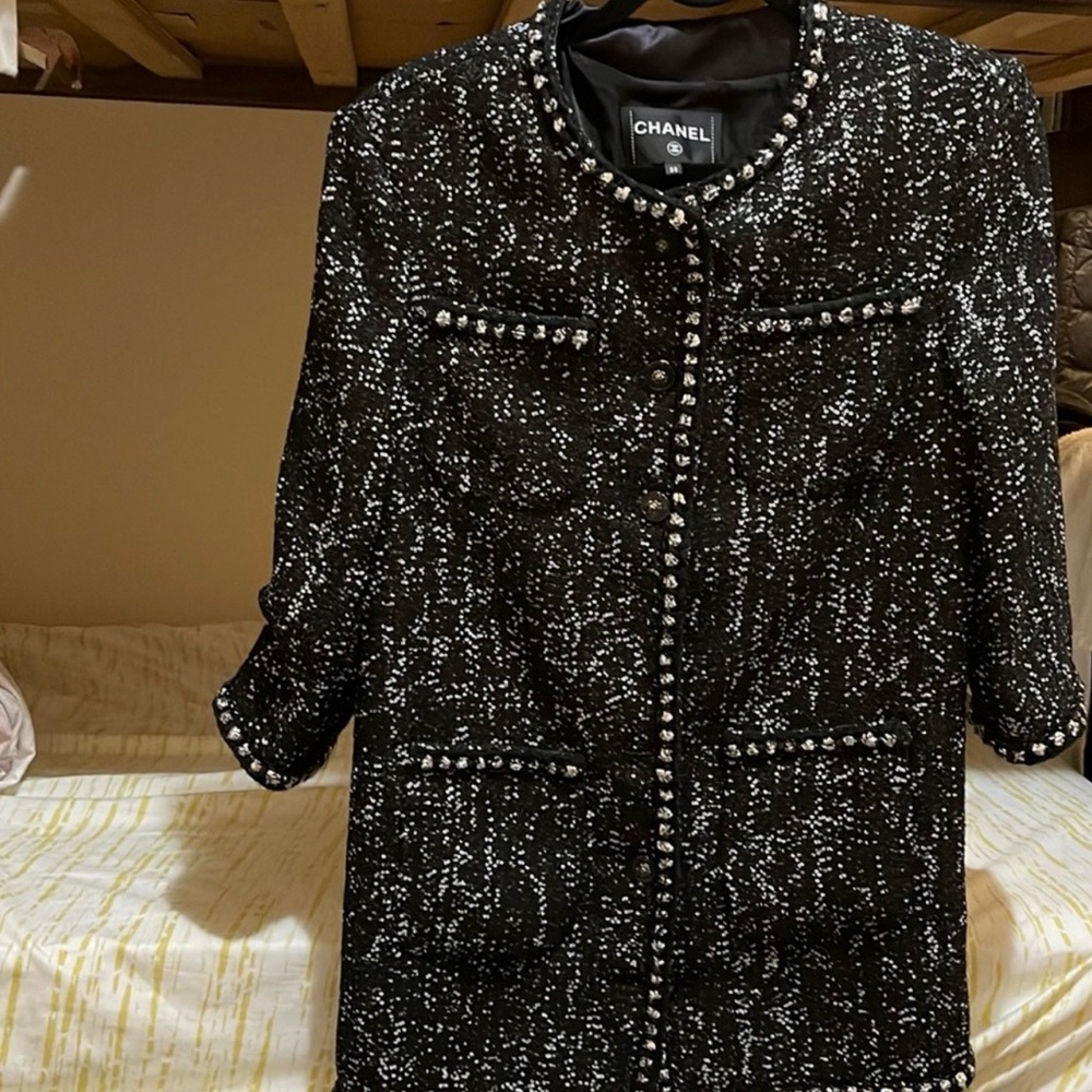 Chanel Black and Silver Sequin Blazer